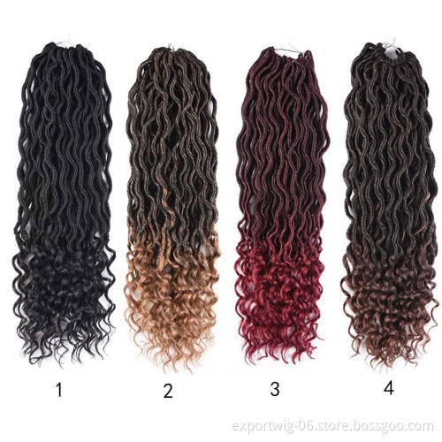 Faux Locs Crochet Hair Synthetic Goddess Braid Twist Crochet Hair Curly Ends Wavy Dreadlocks Crochet Braiding Hair